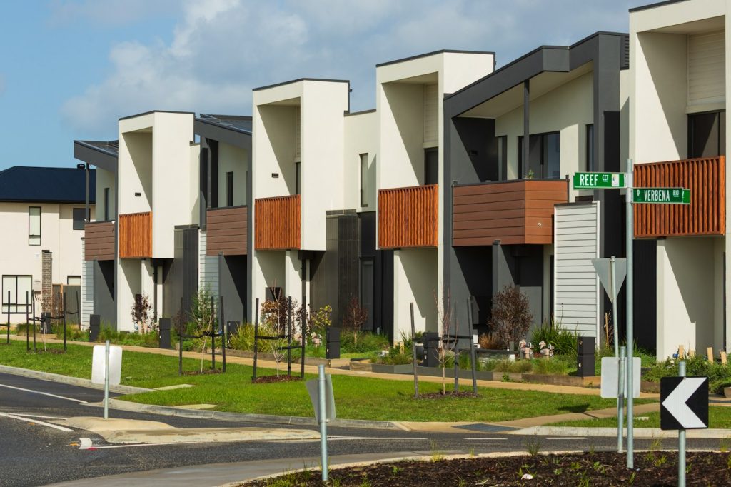 Modern Australian townhouses with timber and render facades